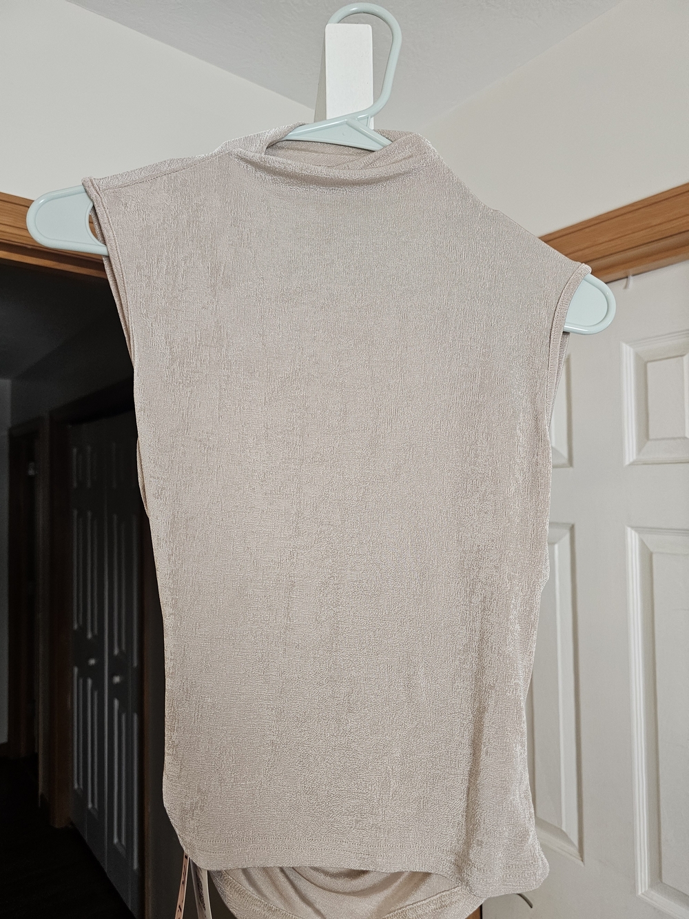 Sleeveless Mock Neck Women’s Blouse - Beige